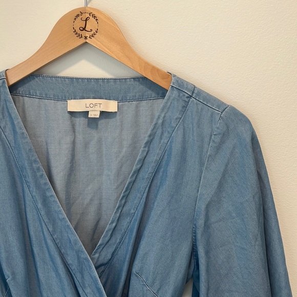 loft chambray wrap top